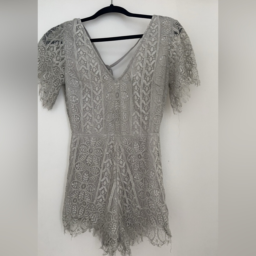 Size small silver lace romper, backless